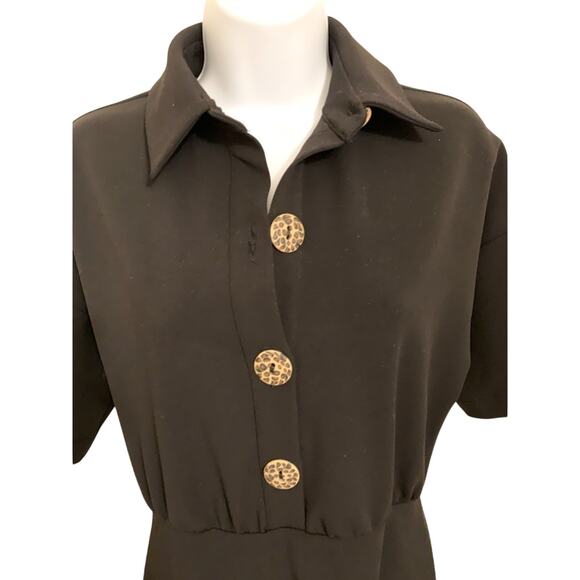 NWT ASOS Stretch Poly Short Sleeve Mini Dress Size 4 Small Black - Picture 3 of 8